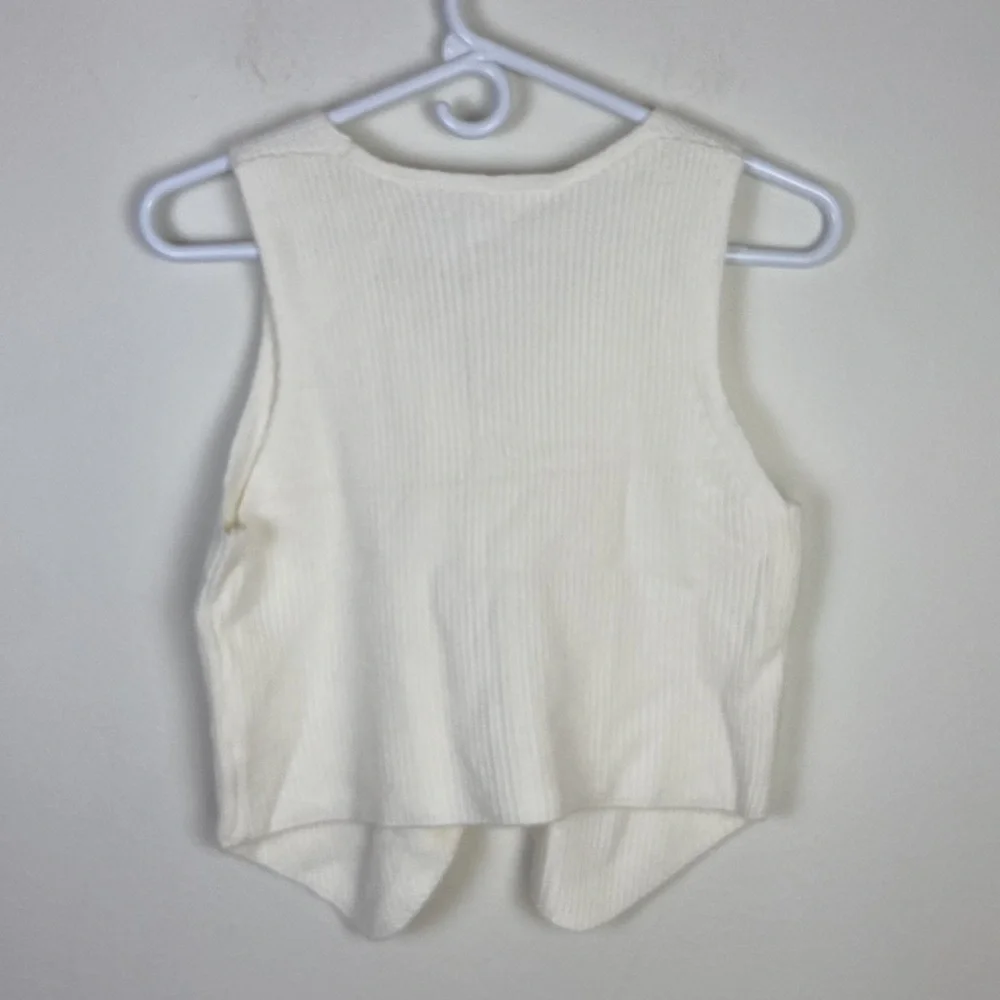 Amazon White Knit Button Up Vest Women's Small Y2K Summer 90s Quiet Luxury Retro - Picture 6 of 6